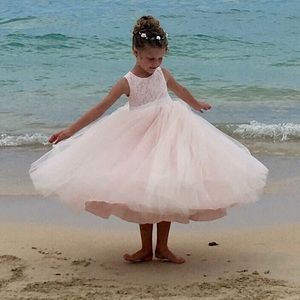 David’s Bridal Pale Pink Tulle Flower Girl Dress